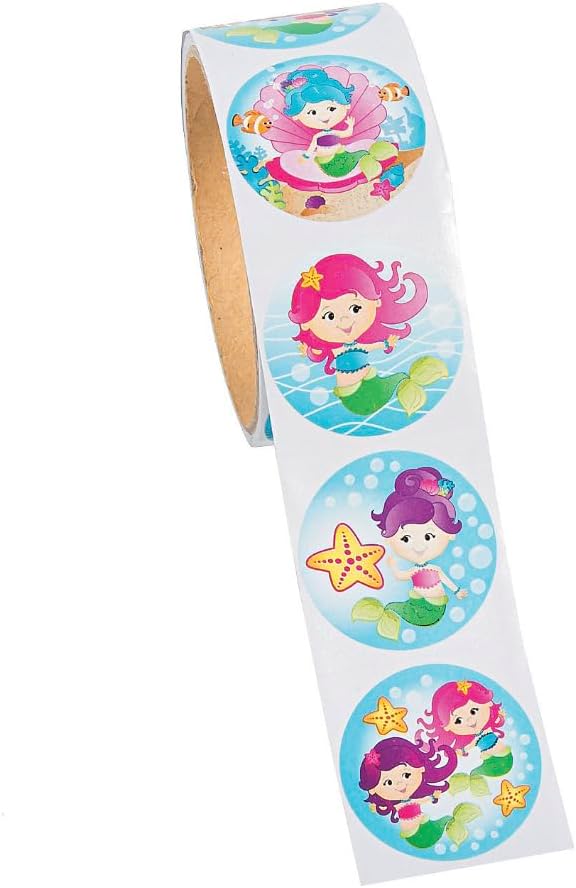 Rollos de calcomanías de sirena, 200 calcomanías, recuerdo de fiesta de sirena, caja de recompensa, caja de premios, bolsa de regalos, calcomanías