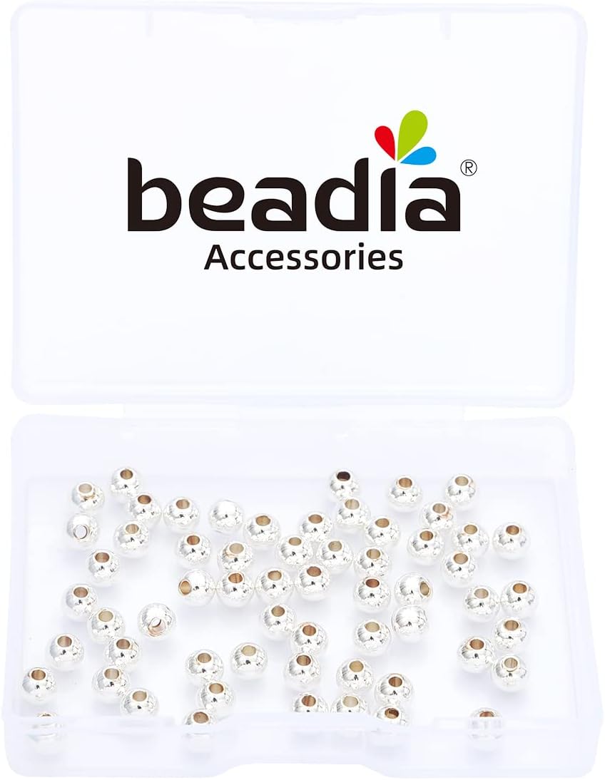 Cuentas espaciadoras redondas plateadas de 0.197 in 60 unids para la fabricación de joyas hallazgos no se deslustran