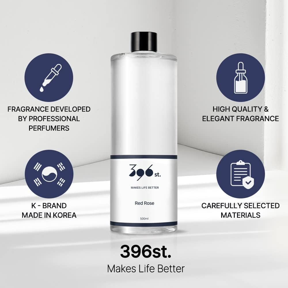 396 St. Recambios de aceite perfumado de vainilla y lavanda para difusor de caña, 16.9 onzas, 10 varillas de varillas de fibra, fragancia para el