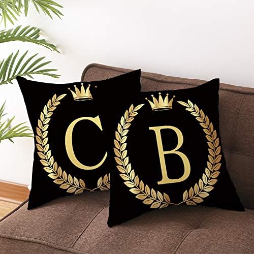 Funda de almohada decorativa, funda de almohada para el hogar, funda dorada y negra, decoración de sofá y funda de almohada con letras para sofá y