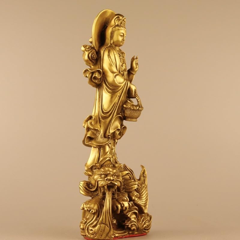 VENEKA Estatua de latón puro oriental chino Guan Yin Bronze-Ware Decoración para el hogar Exhibición