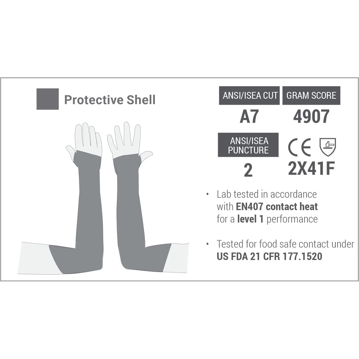 HexArmor Helix 2041 – Manguito tejido resistente a cortes con orificio para el pulgar, grande, individual