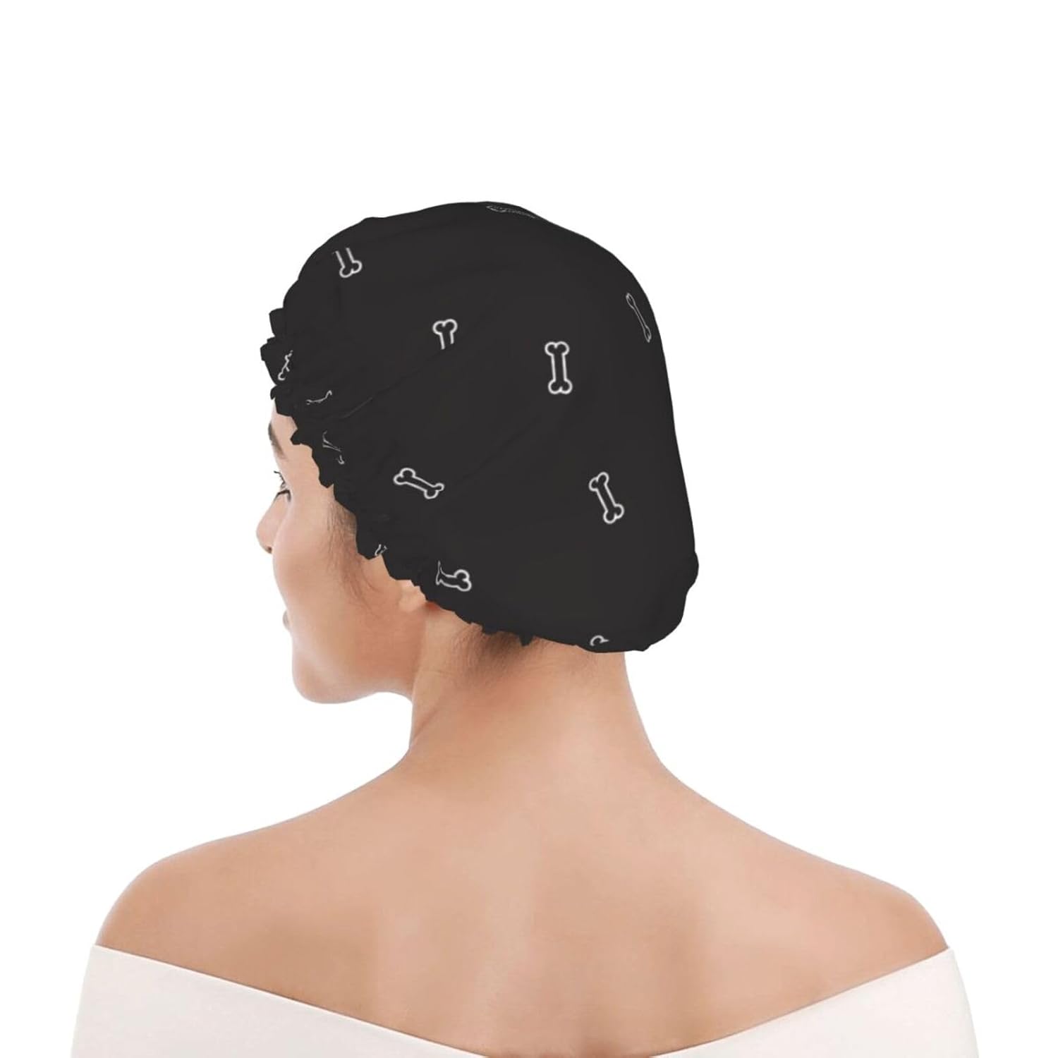Cute Dog Double Layer Waterproof Shower Cap Suitable For All Head Sizes