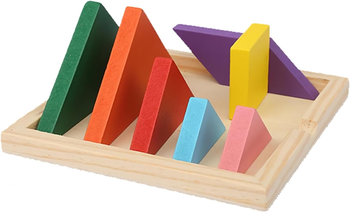 3 otters Bloques de rompecabezas de madera, 28 piezas coloridos 3D rompecabezas IQ juego de madera geométrica rompecabezas Montessori STEM juguetes