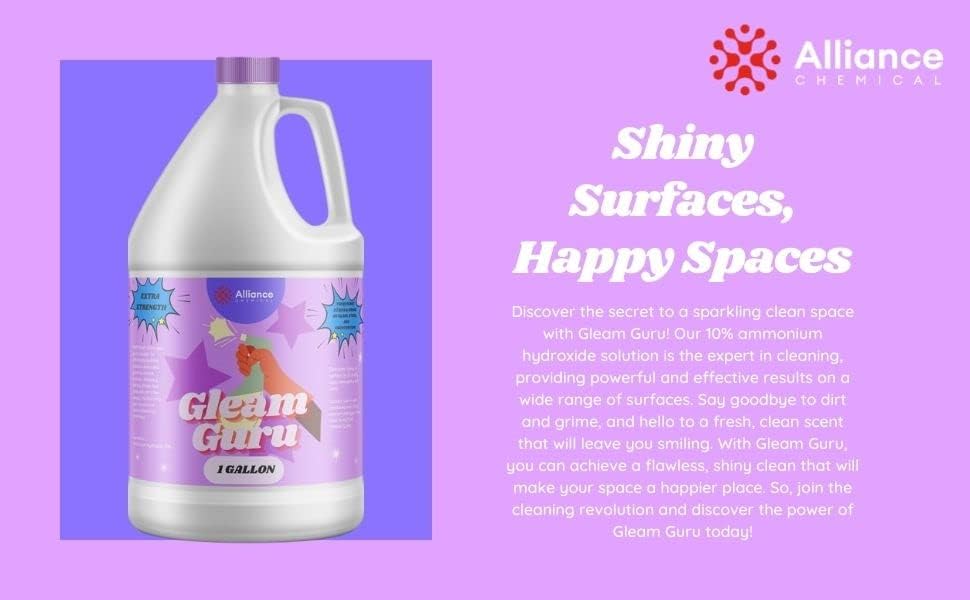 Ultra Strength Gleam Guru – Mejorado con amoníaco – Botellas de 2 cuartos de galón (64 onzas líquidas) – Solución de limpieza para un brillo