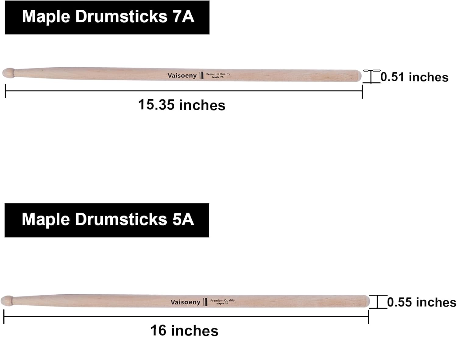 Baquetas de batería 5A para adultos, 12 pares de baquetas clásicas de madera de arce para niños, accesorios de percusión de instrumentos musicales
