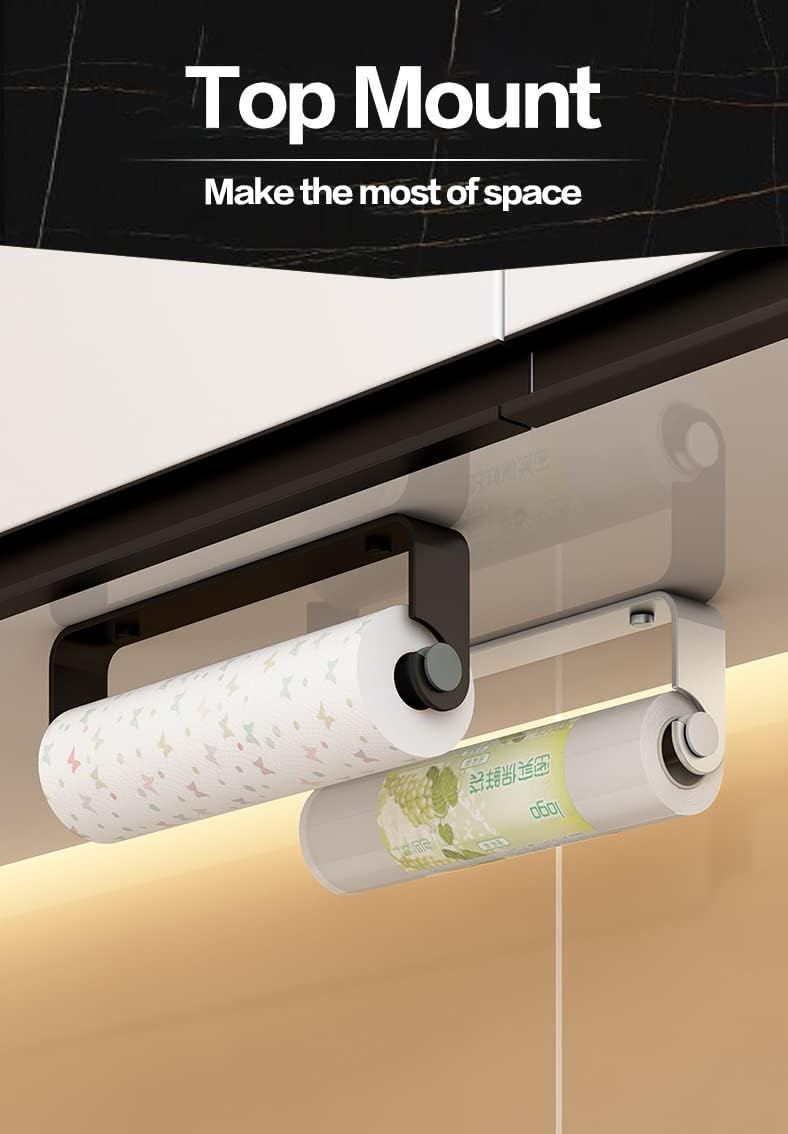 YOTWENK Paquete de 2 soportes para toallas de papel debajo del gabinete para cocina, soporte de pared para toallas de papel, soporte de rollo de
