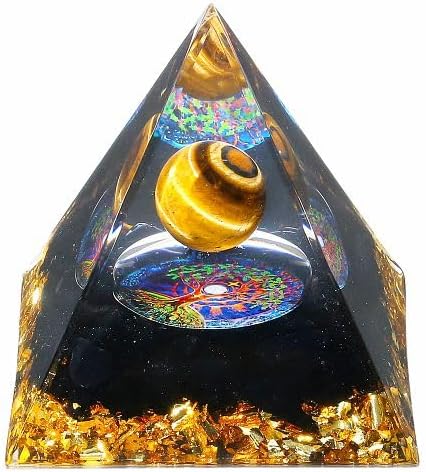 YATOJUZI Cristales de pirámide de orgón de 2.4 pulgadas, ojo de tigre, obsidiana, chakra, reiki, piedras preciosas de orgonita para energía