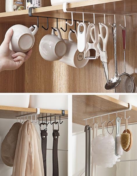 Ganchos solares para debajo del gabinete para tazas, cucharas, servilletas, utensilios de cocina, cinturones y muchos más trabajos sin taladrar
