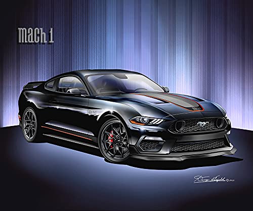 2022 Mustang Mach 1  Shadow Black  Fine Art Print By Danny Whitfield  Size 20 in X 24 in