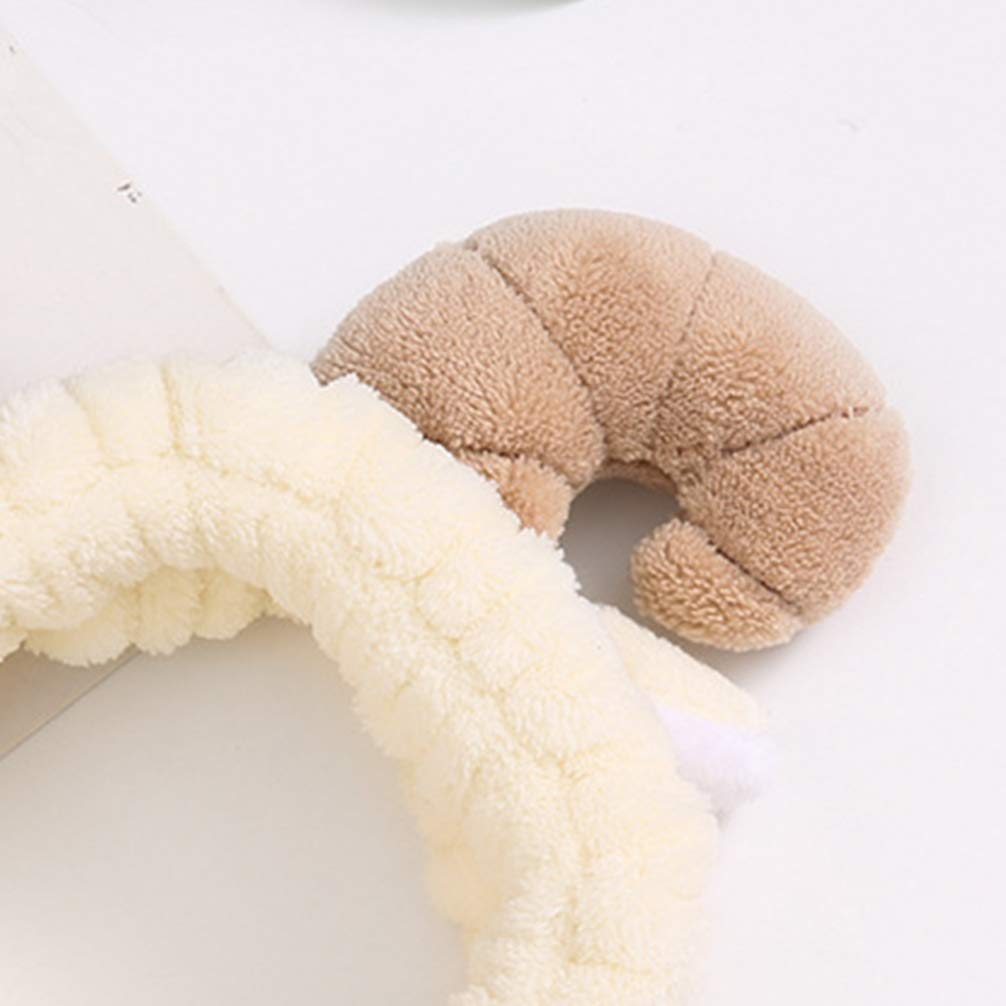 STOBOK Diadema de cuerno de maquillaje de dibujos animados elástica lavado cara banda de pelo cosmético ducha felpa accesorios para el cabello