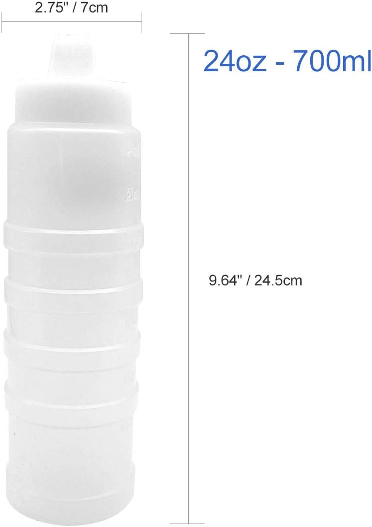 GARASANI Dispensador de botellas de condimentos exprimibles de salsa de 4 agujeros (24 oz – 23.7 fl oz)