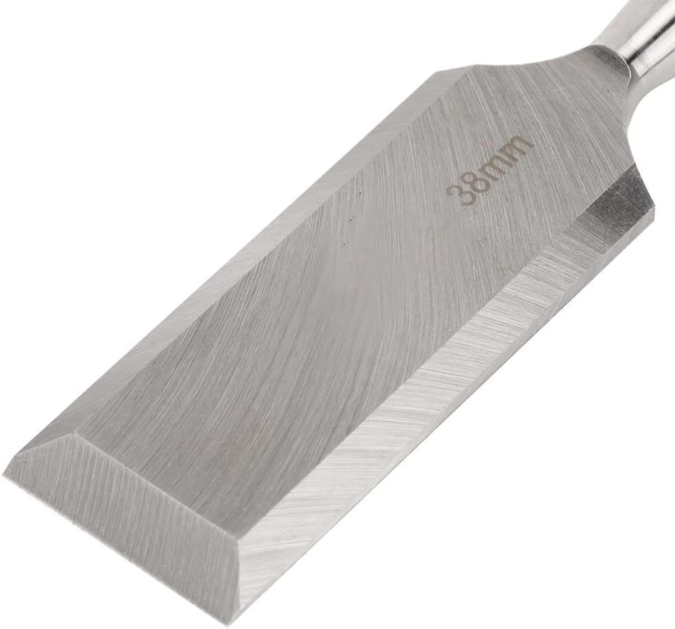 Herramienta de cincel de madera, cincel de madera para carpintería, CR V 1.496 in borde biselado cincel de madera de hoja afilada con mango de