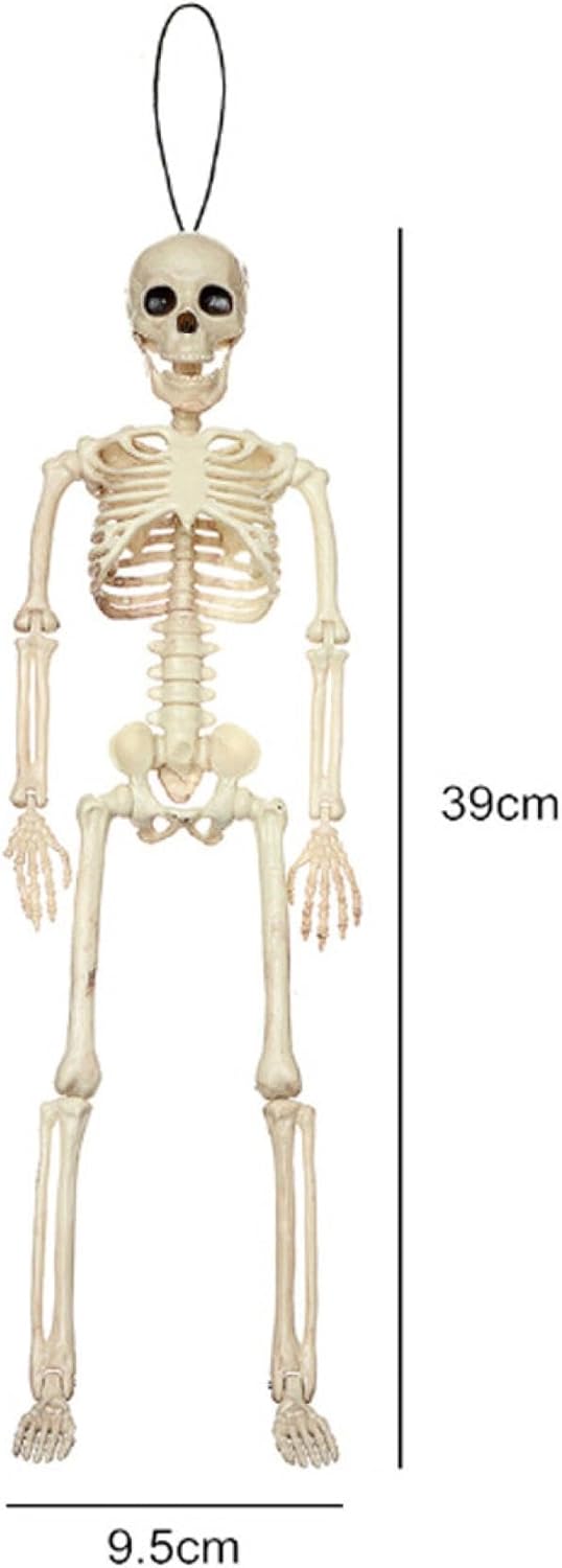 Esqueletos humanos de tamaño real para Halloween, esqueletos para adultos, huesos humanos de plástico con articulaciones móviles (blanco)