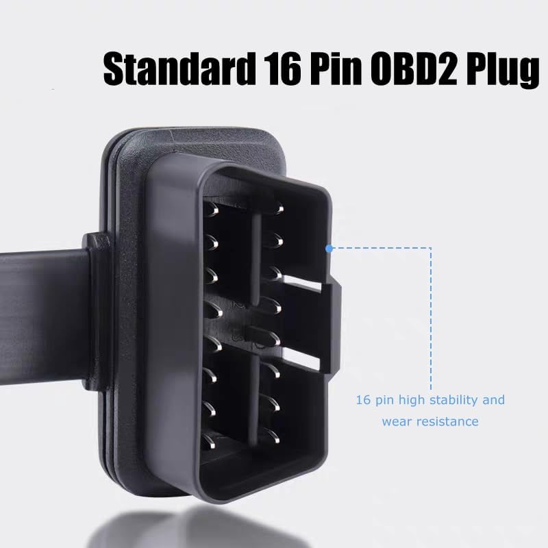 Halokny Cable divisor OBD2, OBD 2 OBD II 16 pines macho a 2 hembras ligero y delgado tipo plano flexible adaptador de cable Y (11.8 in1 pie)