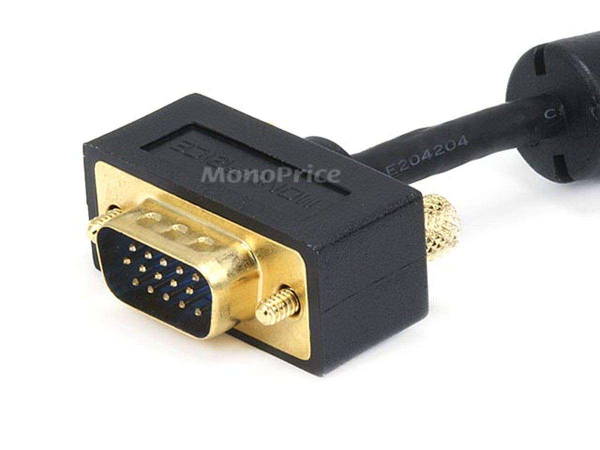 Monoprice Cable de monitor ultra delgado SVGA 3032AWG MM de 50 pies con ferritas (conector chapado en oro)