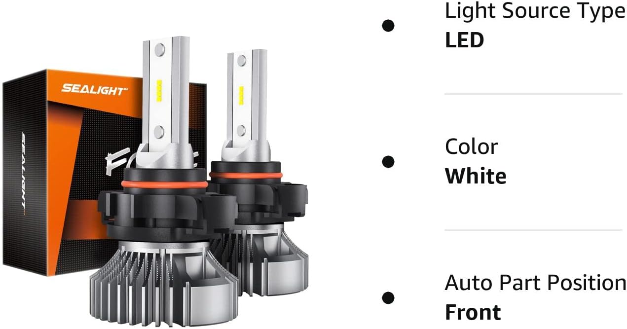 SEALIGHT 5202 5201 PS24W Bombillas LED antiniebla o DRL, 400% más brillante PS19W 9009 bombilla antiniebla para automóvil, 6000K xenón blanco, 16