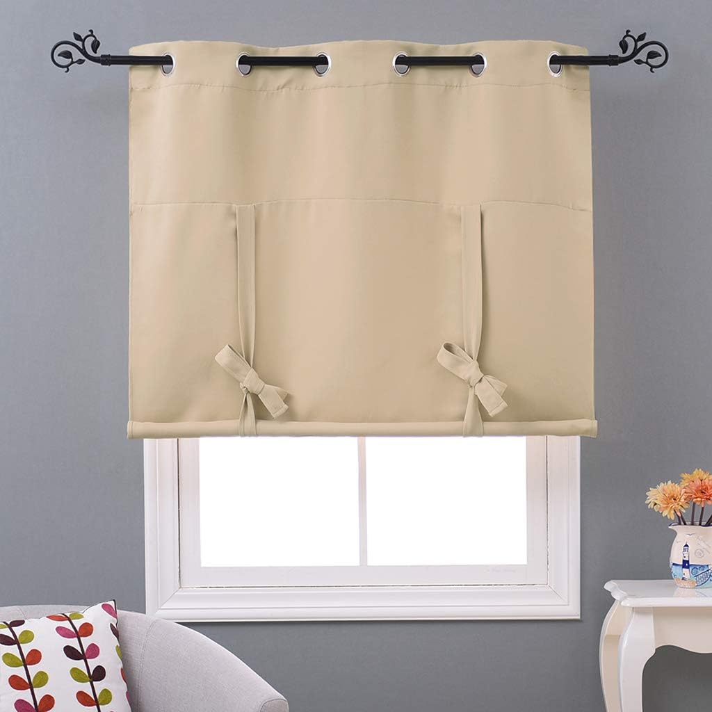 NICETOWN – Cortina con ojales y cordones para amarrar (un panel, 46 pulgadas de ancho x 63 pulgadas de largo)