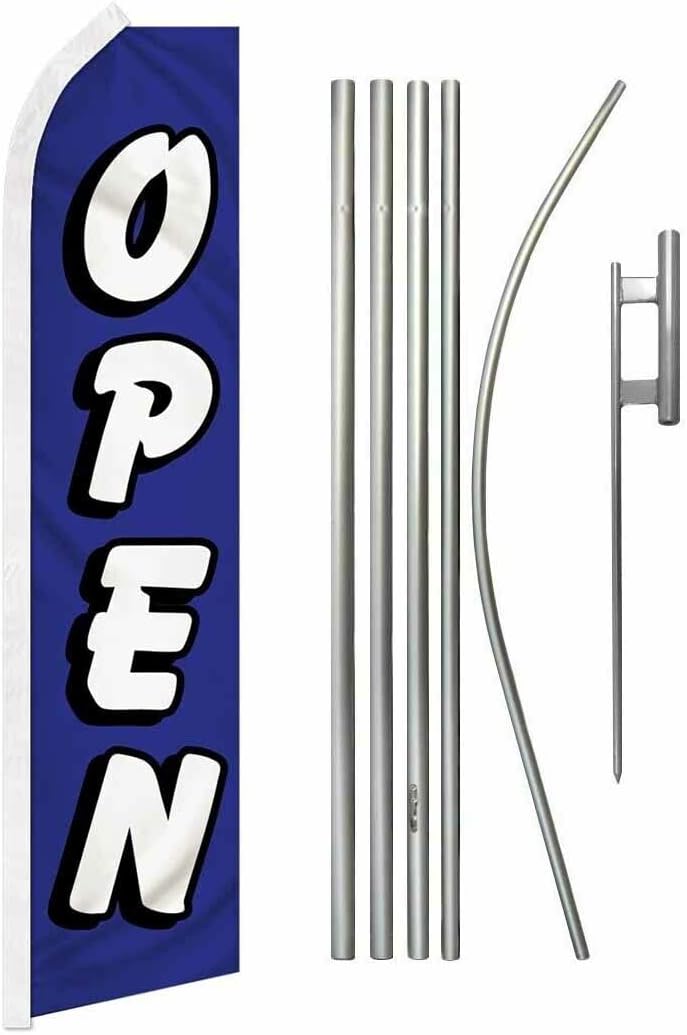 Premium Open Poly Swooper Flag & 16ft Flagpole KitGround