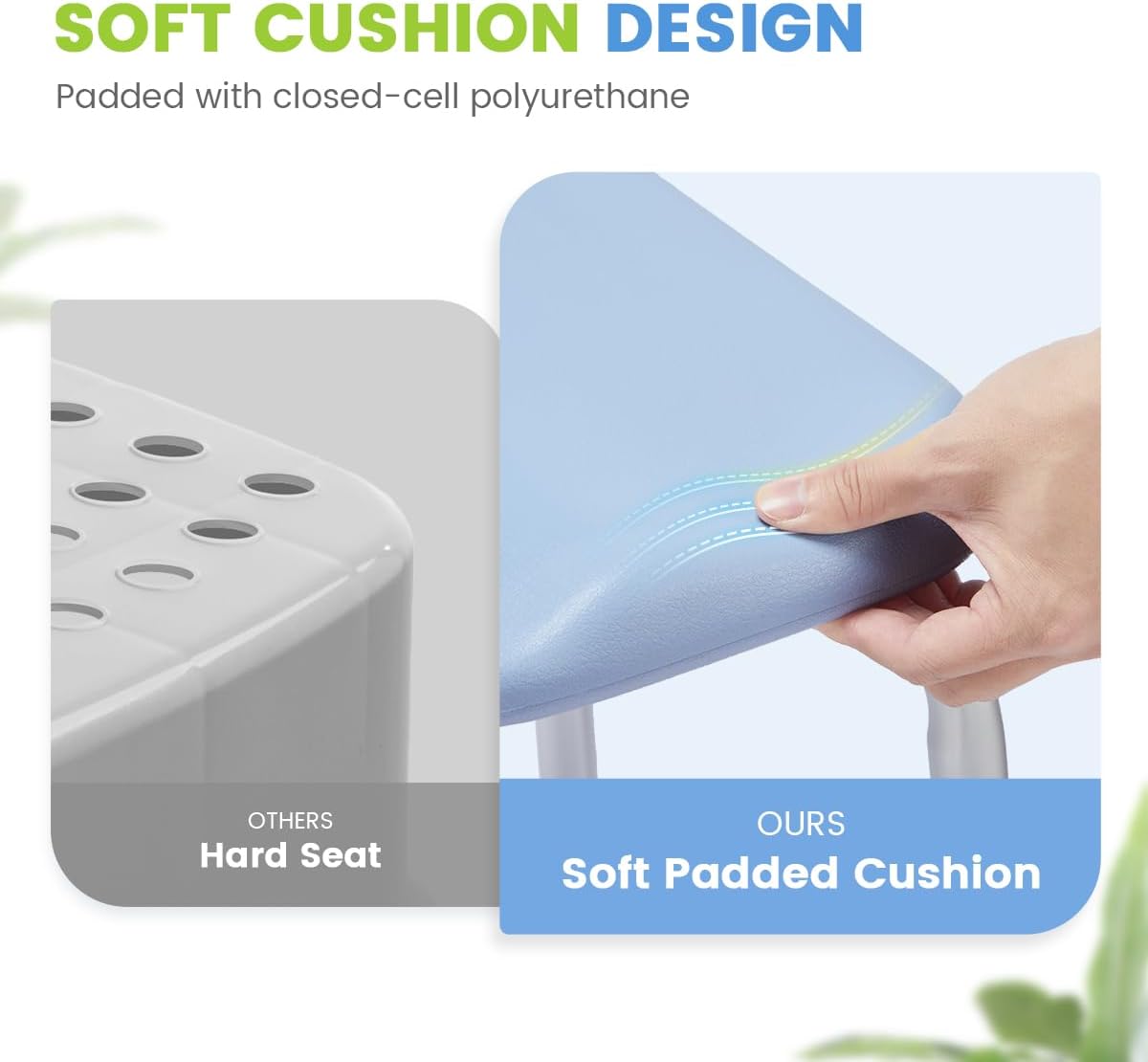 OasisSpace Silla de ducha acolchada con respaldo, silla de baño sin herramientas para ducha interior, silla de baño antideslizante para personas