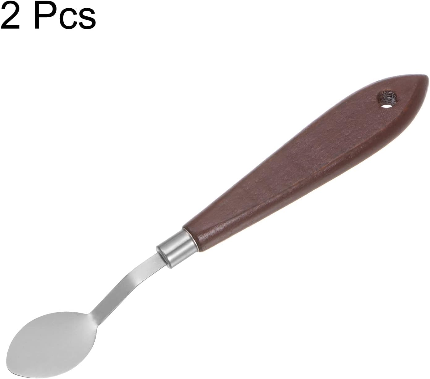 2 cuchillos de paleta No.20 de 0.866 in de ancho, espátula ovalada de acero inoxidable, cuchillo de paleta con mango de madera para óleo, lienzo