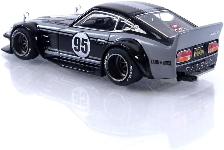 True Scale Miniatures Modelo de coche compatible con Nissan Fairlady Z Kaido GT 95 Drifter V1 Negro Gris Edición Limitada 164 Modelo Fundido a