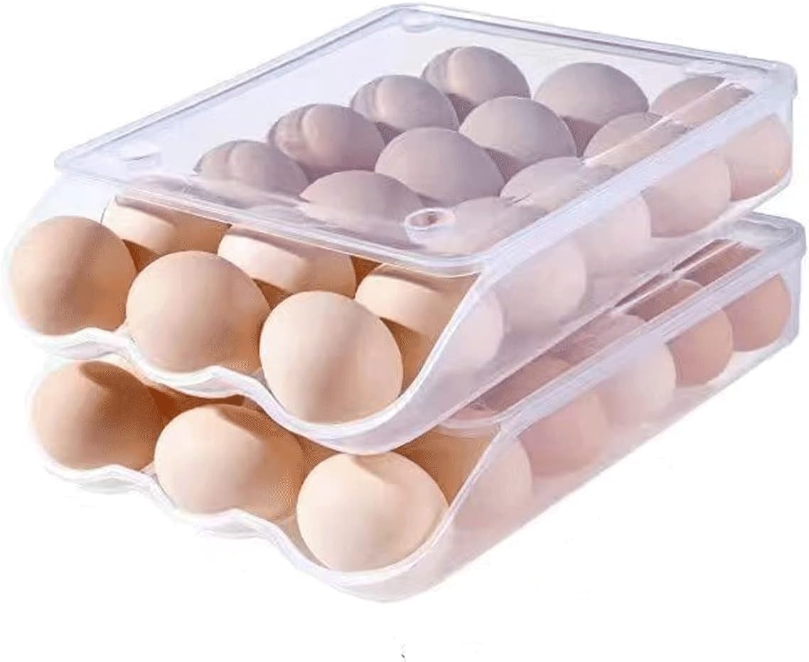 Contenedor de almacenamiento de huevos, apilable, rodante y organizador para tu refrigerador, mantiene tus huevos frescos y accesibles, con