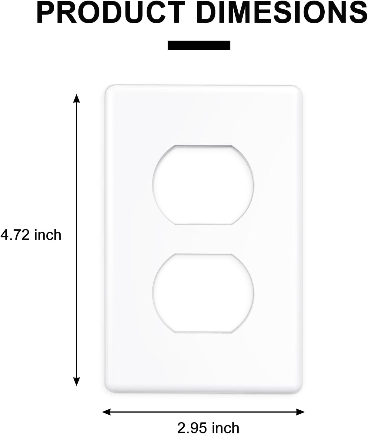 Cubierta de interruptor dúplex individual, placa de pared sin tornillos, tamaño estándar de 2 segmentos 4.72 x 2.95 pulgadas, termoplástico de