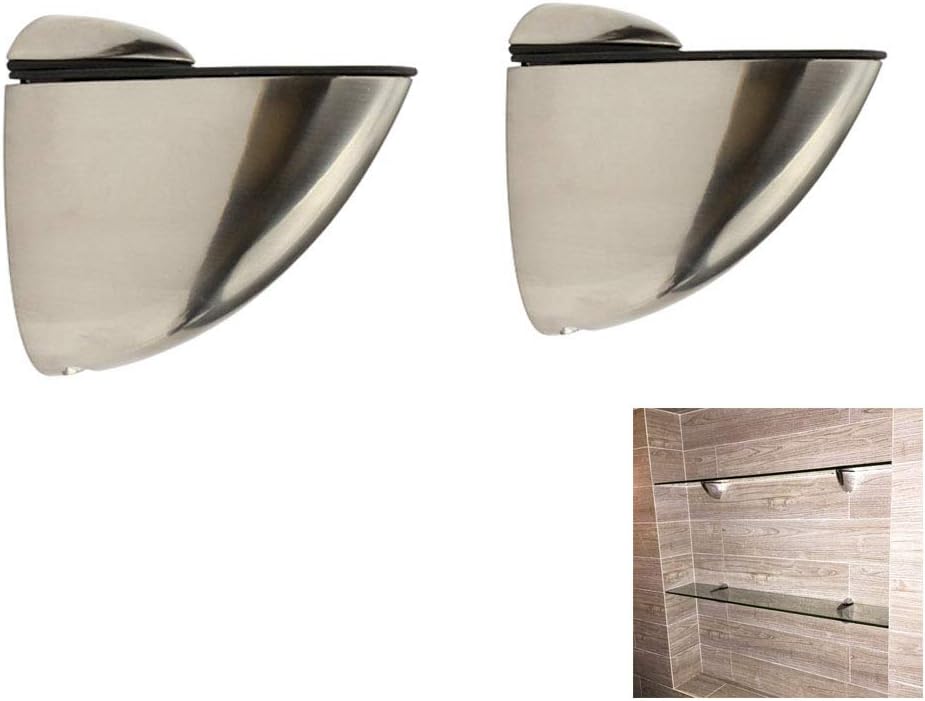 Soporte de pared ajustable de maderavidrio de metal, 2 unidades o un par, níquel cepillado