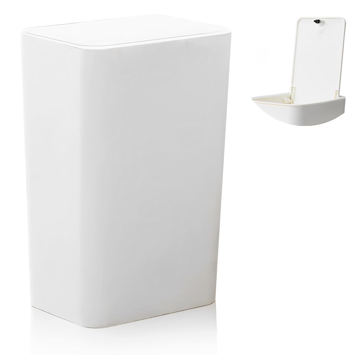 QPEY Basurero de baño con tapa, papelera de baño de 10 litros2.6 galones, cubo de basura pequeño de plástico para baño, cocina, dormitorio, oficina