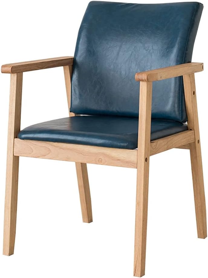 Silla de comedor, altura de sentado, sillón de 18.9 in, cojín de cuero de cera de aceite de fácil cuidado, silla de escritorio para dormitorio,