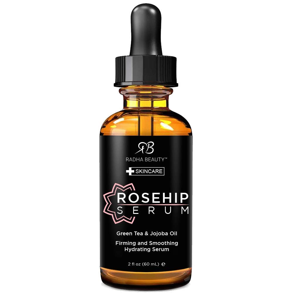 Radha Beauty Kit completo de cuidado facial de Rosehip  Set antienvejecimiento 3 en 1 con limpiador, suero e hidratante para arrugas y manchas