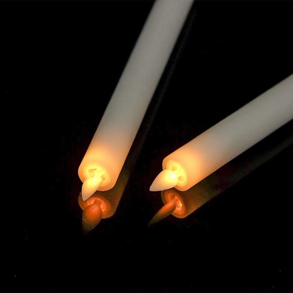 GenSwin Velas cónicas sin llama color marfil a pilas con control remoto y temporizador, mecha móvil de cera real parpadeante, velas LED parpadeantes