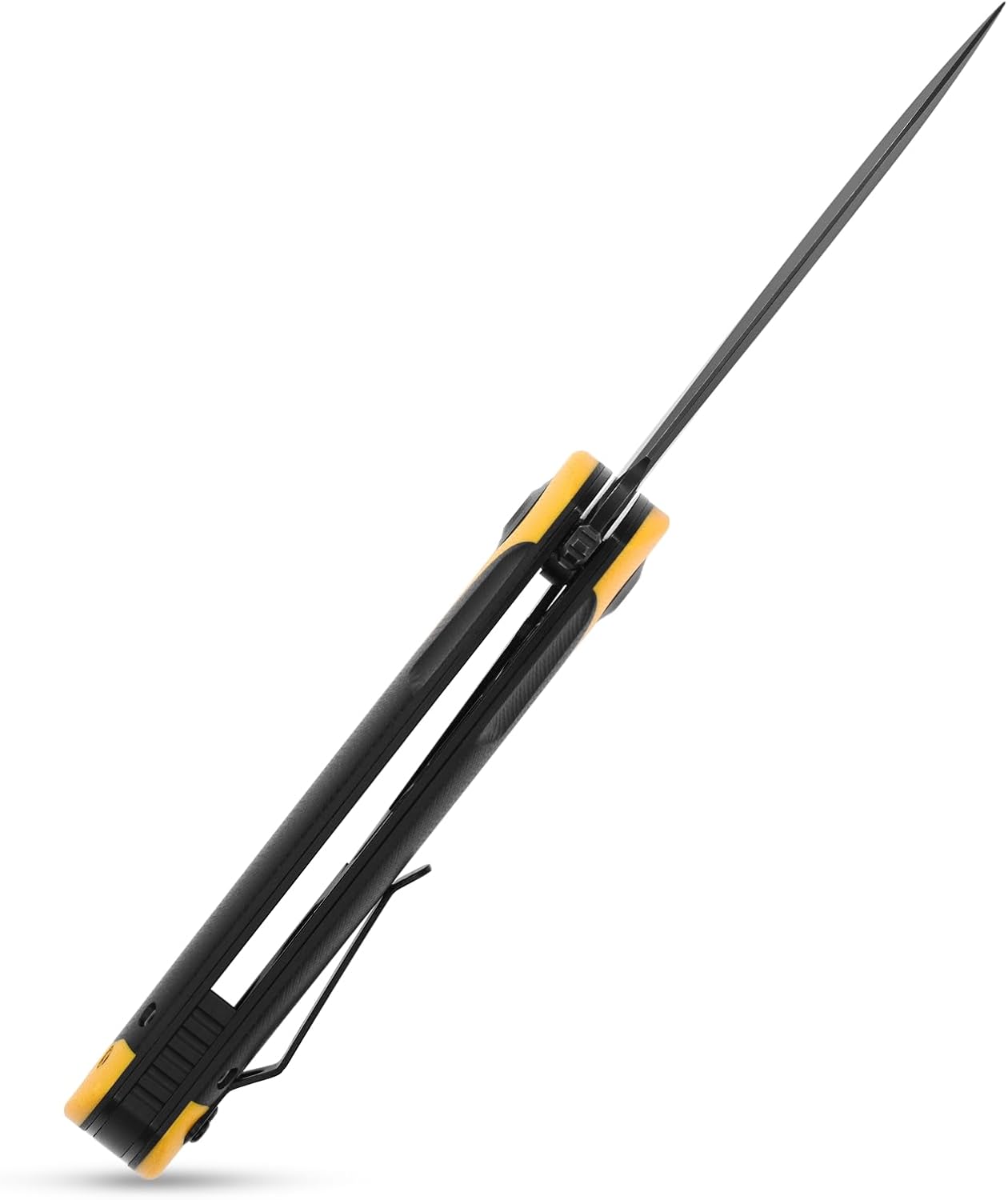 Sitivien ST158 – Cuchillo de bolsillo plegable, chapado en titanio, hoja de acero DC53 lavado a la piedra negra con mango G10, cuchillo de