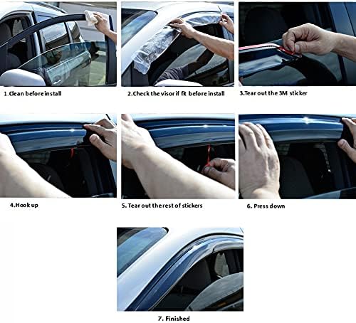 Compatible con Toyota Prius 2009-2015 – Juego de viseras de ventana de humo de acrílico seguro, protección contra el sol, la lluvia y la
