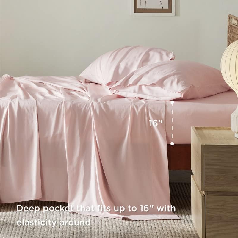 Bedsure Juego de sábanas refrescantes, funda de almohada refrescante, rayón hecho de bambú, juego de sábanas tamaño Queen, sábanas y fundas de