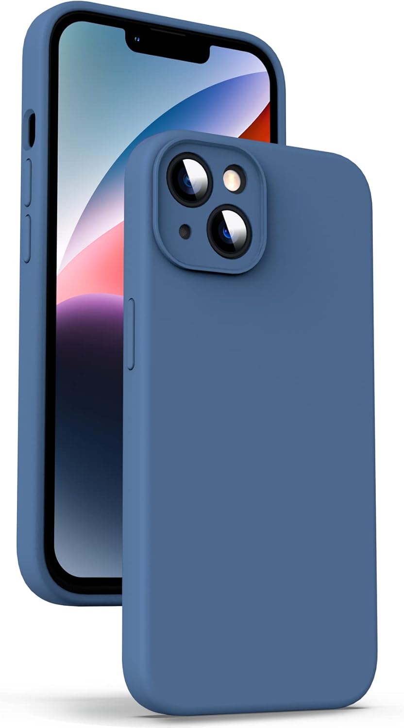 Supdeal Funda de silicona líquida para iPhone 14, silicona líquida auténtica, antihuellas dactilares, funda protectora de 4 capas, cobertura
