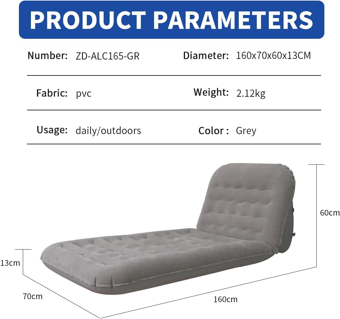 Baiao Sillón inflable para sofá, con bomba de aire, respaldo reclinable ajustable, colchón de aire para camping, interior, sala de estar, dormitorio