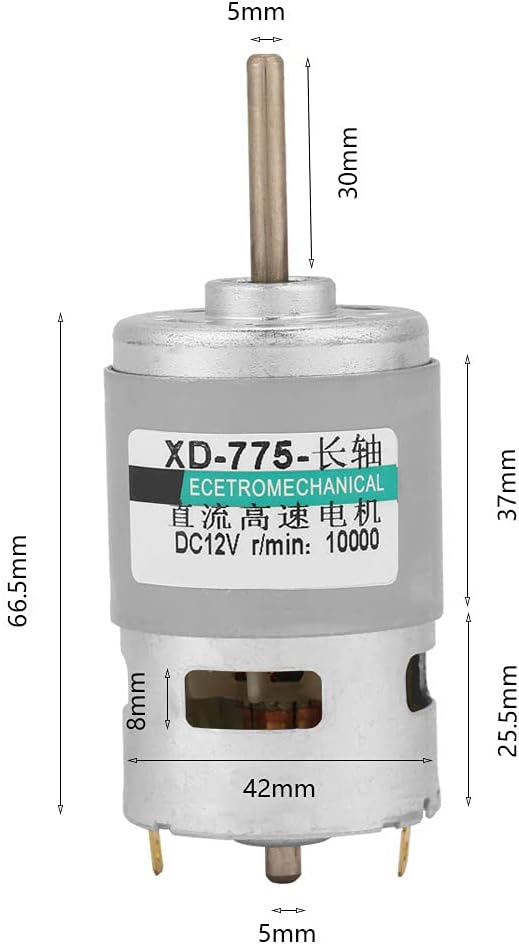 Mini motor de CC de imán permanente de 12 V24 V, 80 W, CCW 775, motor de engranaje eléctrico reversible, de alta velocidad, bajo ruido, para
