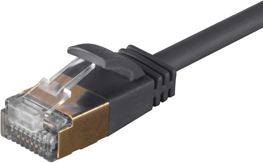 Monoprice SlimRun – Cable de conexión Ethernet Cat6A, cable de Internet de red, RJ45, trenzado, STP, cable de cobre puro desnudo, 36 AWG, 1 pie,