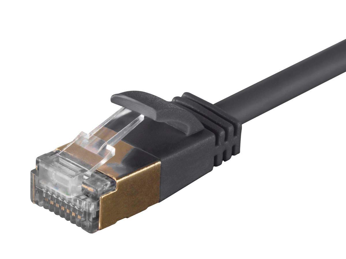 Monoprice SlimRun – Cable de conexión Ethernet Cat6A, cable de Internet de red, RJ45, trenzado, STP, cable de cobre puro, 36 AWG, 7 pies, color negro