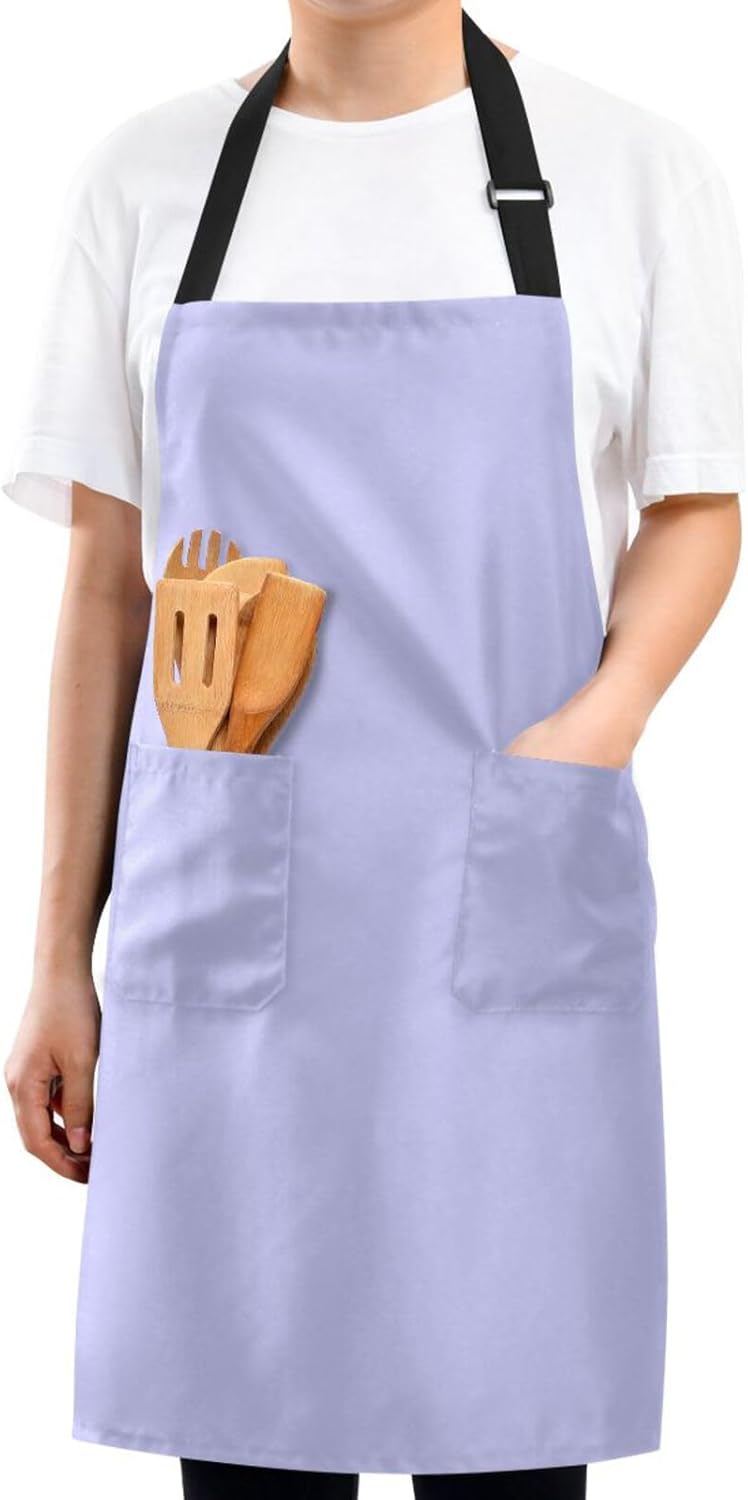 RPLIFE Alice Blue – Delantales de chef de restaurante, delantal de cocina a prueba de agua, delantales con bolsillos para profesores, regalos para