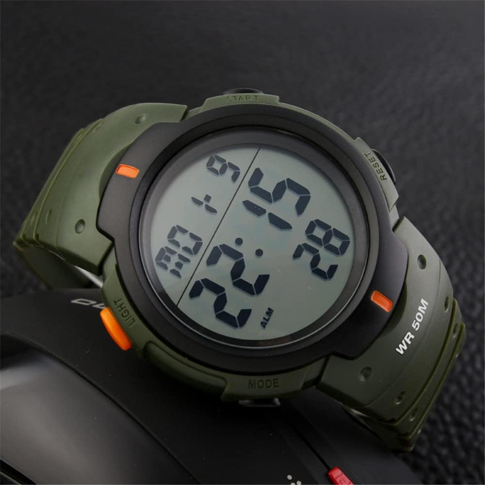 Reloj deportivo impermeable para hombre al aire libre LED electrónico multifunción 12H  24H hora militar 164FT 50M resistente al agua fecha