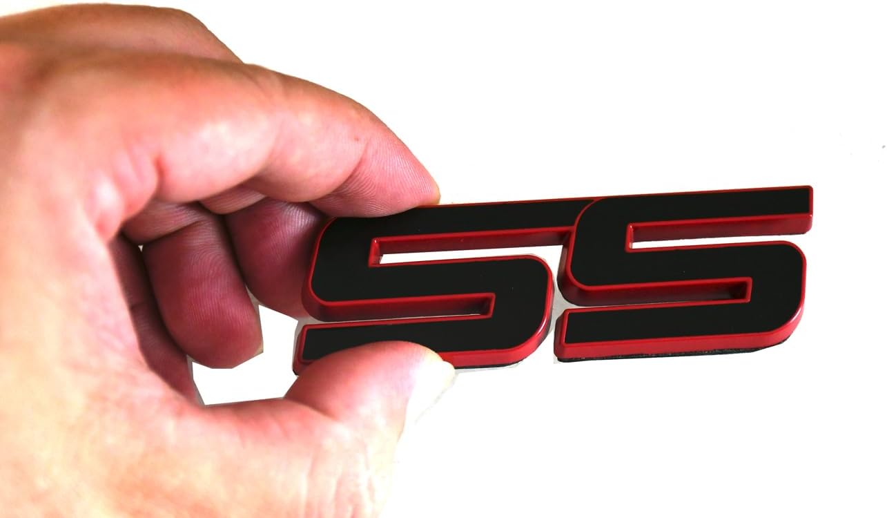 1 calcomanía de metal SS para puerta delantera, emblema SS para automóvil, repuesto para Chevy Camaro 06-10 (línea roja)