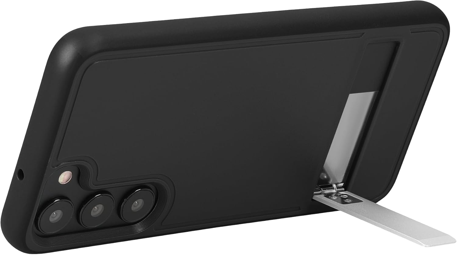 kwmobile Funda compatible con Samsung Galaxy S23 Plus con soporte – Funda rígida con parachoques suave y soporte – Negro