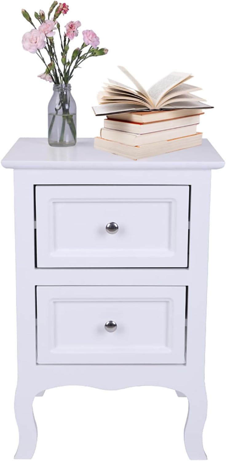 BIVVI Mesita de noche con 2 cajones, estilo granja, mesita de noche, mesita de noche, mesita de noche, mesa auxiliar pequeña, cómoda, sofá, mesa