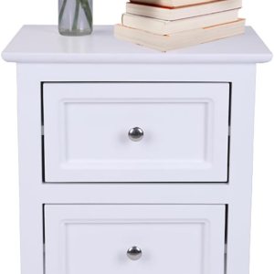 BIVVI Mesita de noche con 2 cajones, estilo granja, mesita de noche, mesita de noche, mesita de noche, mesa auxiliar pequeña, cómoda, sofá, mesa BIVVI Mesita de noche con 2 cajones, estilo granja, mesita de noche, mesita de noche, mesita de noche, mesa auxiliar pequeña, cómoda, sofá, mesa