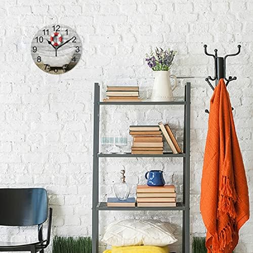 ZOEO Reloj de pared para bañera, de madera, vintage, de 10 pulgadas, redondo, silencioso, sin tictac, funciona con pilas, decoración de cuarzo para