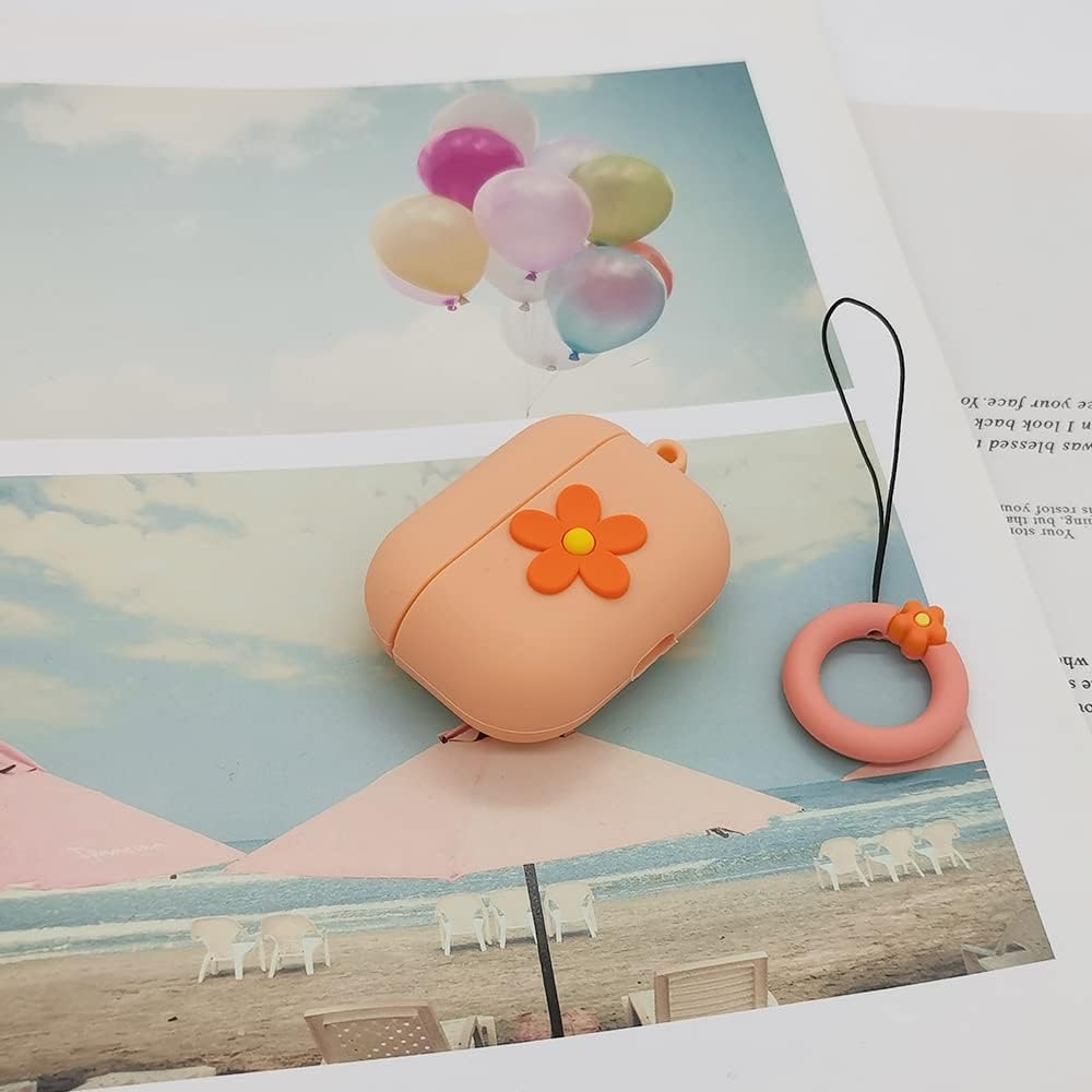 Funda compatible con AirPods Pro, silicona suave a prueba de golpes, diseño de flores 3D de dibujos animados para niñas y mujeres, linda funda