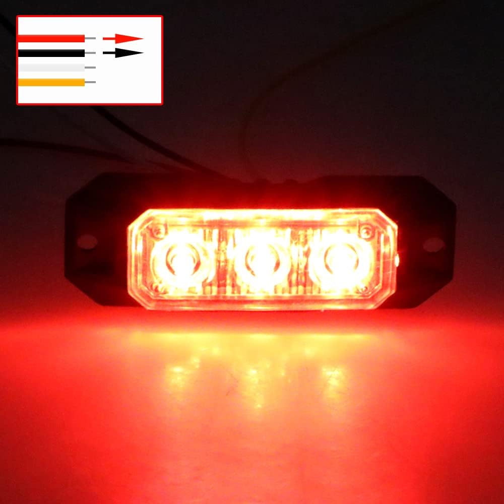 3 luces estroboscópicas LED intermitentes para camión, coche, vehículo, mini rejilla, cabeza de luz, luces de advertencia de peligro de emergencia